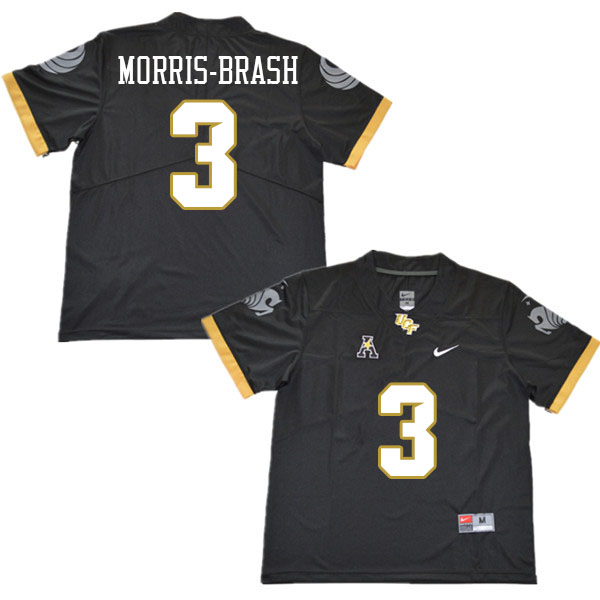 Men #3 Tre'mon Morris-Brash UCF Knights College Football Jerseys Stitched Sale-Black - Click Image to Close